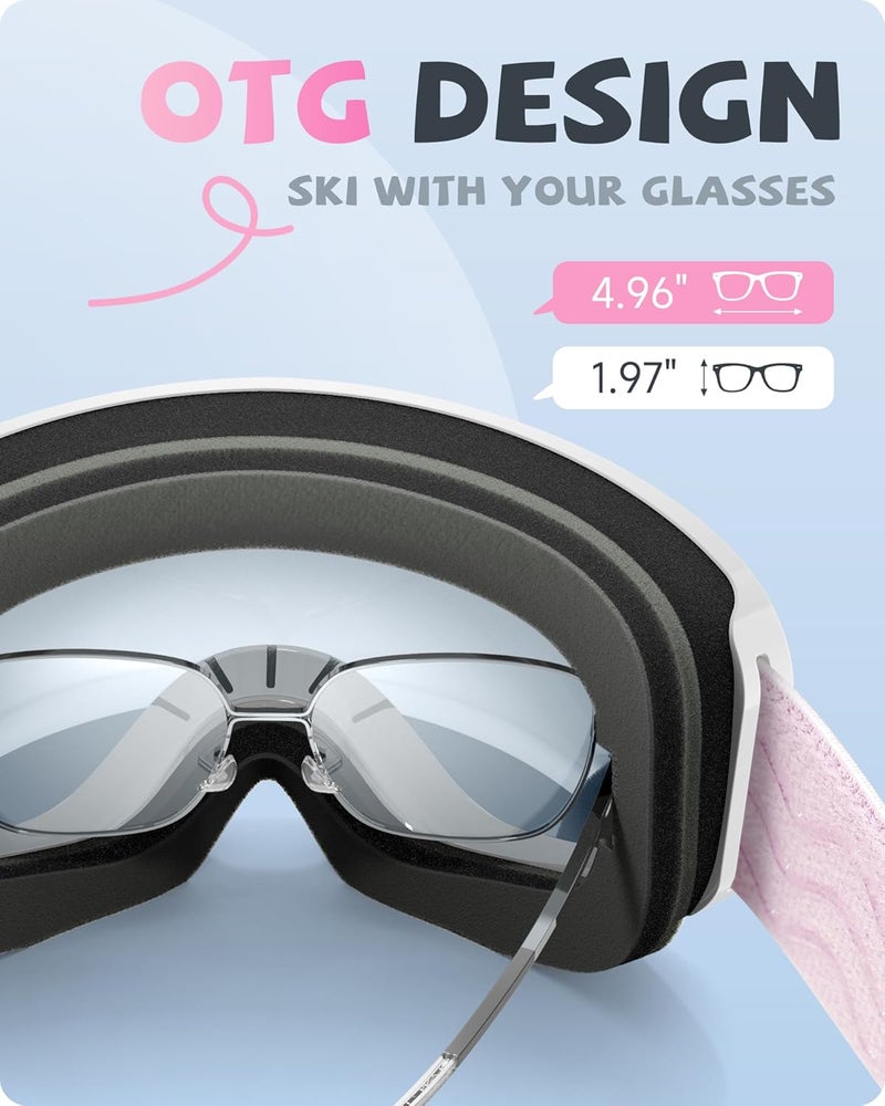 RIOROO Kids Ski Goggles for Boys Girls Aged 3-14, 100% UV Protection OTG Ski Goggles - Image 5